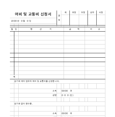 여비신청서 여비신청서